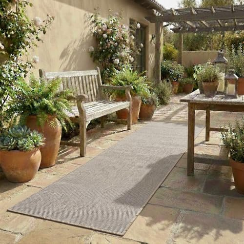 Tadi & Imperio1979 Alfombra Lisa Exterior Interior Color Beige para Terraza Cocina Pasillo Salon Entrada 50x200 cm