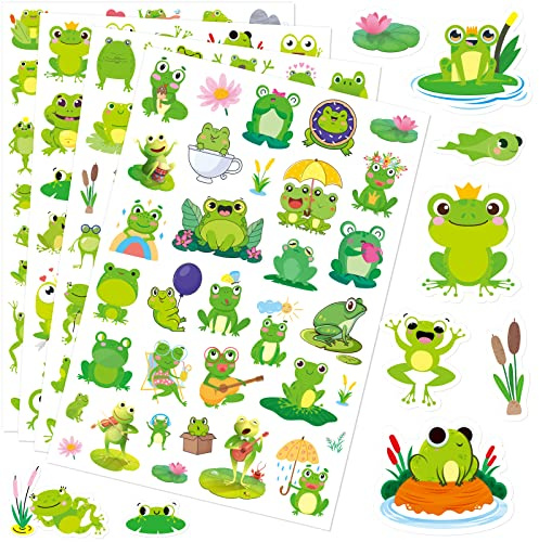 Frog Stickers Summer Spring Happy Honey Frog Decal Sticker 760 Counts Party Cute Gifts Goodie Bags Decor School Reward Birthday Party Favors Water Bottle Sticker Laptop Invitation Decor
