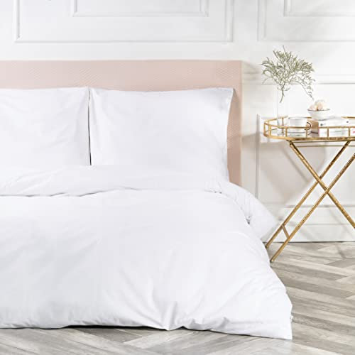 VEL VET HOME Bettwäsche 135x200 Baumwolle Bettbezug 135x200 cm mit Kissenbezug 80x80 cm Hohe Qualität Bettwäsche-Set mit Reißverschluss 100% Baumwolle Made in EU Weiß 135 x 200