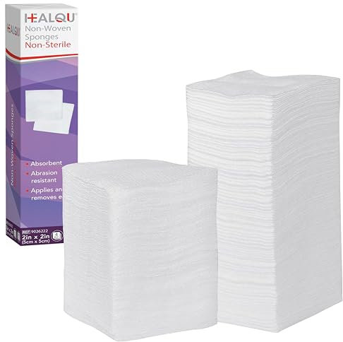 HEALQU Kompressen – Mullkompressen 200 Stück (8-lagig | 5 x 5 cm) – Extra saugfähige, nicht sterile, gewebte medizinische Vlieskompressen für Wundversorgung, sowie Reinigung & Vorbereitung von Wunden