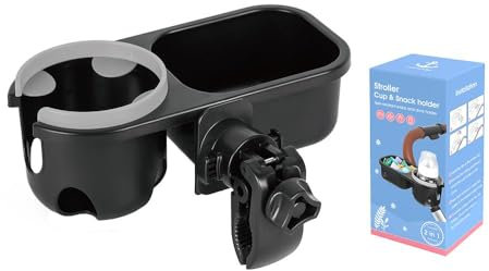 LUFFCABO Universelles Snacktablett mit Kinderwagen-Becherhalter, Snacktablett für Kinderwagen, Tablett-Aufsatz und Becherhalter als Kinderwagen-Zubehör