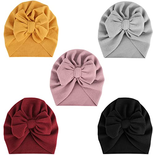 DRESHOW 5 Pezzi Cappello Turbante Bambina Cappellini Berretti e Cappellin per Infantile Bambino Neonato Ragazza