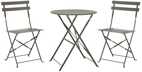 SVITA Bistro-Set 3-teilig Gartenset Garnitur Metall-Möbel Stuhl Tisch Klapp-Möbel Balkon-Set Taupe
