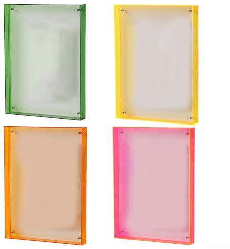 Cornice portafoto in acrilico neon fluttuante, da parete, per scrivania, luminosa, colorata, decorativa, per montaggio a parete, da tavolo, per galleria (arancione)