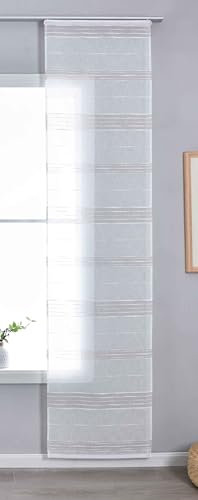 Gardinenbox Halbtransparente Schiebegardine mit Paneelwagen HxB 245x60 cm Taupe »Frankfurt« Leinenbindung Linienmuster Formstabil Robust 202460P_AMA