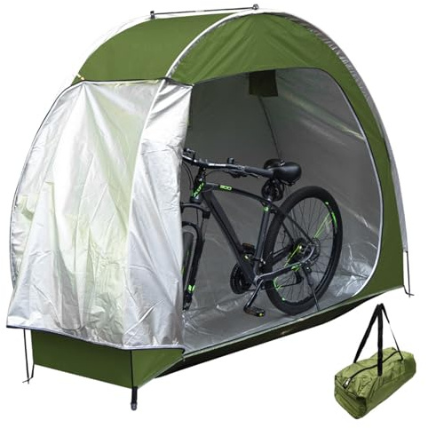 Tenda per la bici da bici da esterno, capanna per in tessuto Oxford resistente ai raggi UV con finestre di ventilazione e tasche di stoccaggio, copertura per biciclette portatile per garage/pati