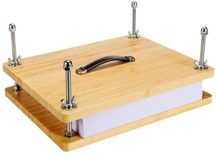 HHRJNUST Bamboo Wood Book Press Book Binding Machine Sturdy Multiuse Paper Press Machine for Office Home Scrapbooking Cardboard Cards, 29.5cmx19.5cm