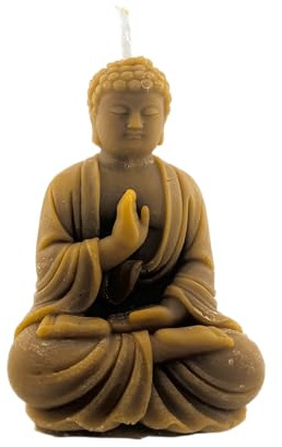 HOSTENATURA | Vela de Miel Buda Meditación 12,4x8,2 cm 245 g | Vela 100% Miel Natural | Ideal para Relajación, Armonía y Energía Positiva | Diseño Buda para Altares y Rituales