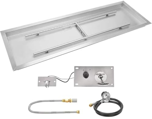 Gas Fire Pit Kit – rektangulärt drop-in set med kompletta tillbehör, 150 000 BTU-utgång för uteplats och trädgård