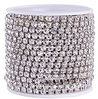PandaHall 10 meter kristall strass diamantkedja 4 mm SS18 silverbas trimning sömnad sten pärlor sträng för smyckestillverkning