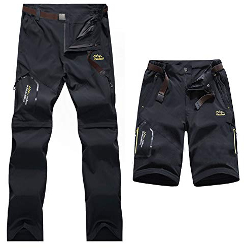 7VSTOHS Pantalon de randonnée convertible à fermeture éclair pour homme - Séchage rapide - Respirant - Léger - Décontracté - Pour escalade et marche