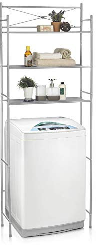 CARO-Möbel Toilettenregal MARSA mit DREI Ablageflächen – Vielseitiges Standregal, WC- und Waschmaschinenregal in Grau, Perfekt für Waschküche