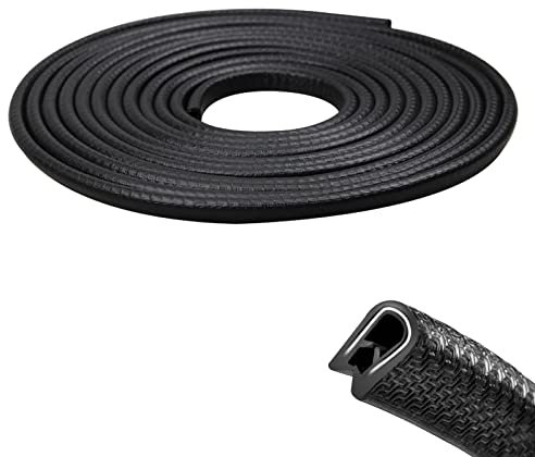 EFUTURETIME Protection des Bords de Portière de Voiture,12 M, Protection Porte de Voiture en Caoutchouc et Métal, Joint de Porte Voiture en Forme de U, Adapté pour la Plupart des Voitures, Noir