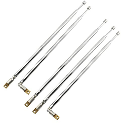 5 ST Ersättnings FM-antennteleskopantenn för radio AM FM TV AV Total längd 61 cm, 4 sektioner, 360° justerbar riktning.