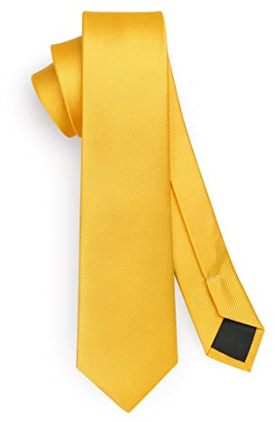 HISDERN Yellow Tie Silk Skinny Tie Slim ties For Men Solid NeckTie Classic Formal Tie For Business Wedding(6cm)