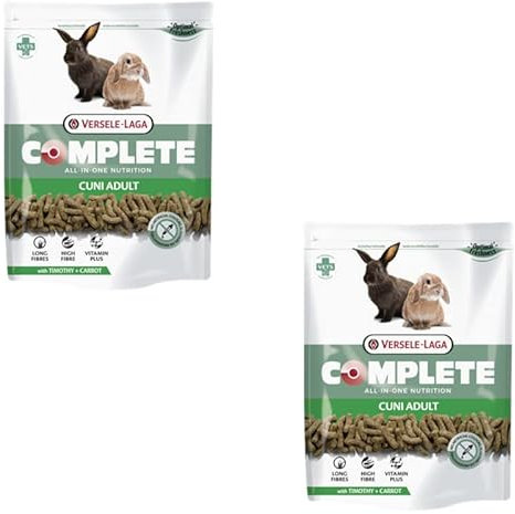Versele-Laga Complete Cuni Adult | Doppelpack | 2 x 500 g | Alleinfuttermittel für ausgewachsene Kaninchen | Schmackhafte All-in-one Pellets | Mit Langen Fasern und Kräutern