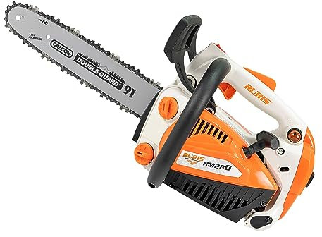 RURIS Tronçoneuse Thermique légère RM280, Moteur 2T 1,5CV, Chaine et Guide Oregon 30 cm, Auto Choke, Carburateur Walbro - idéale pour travaux de Coupe domestiques et Jardinage