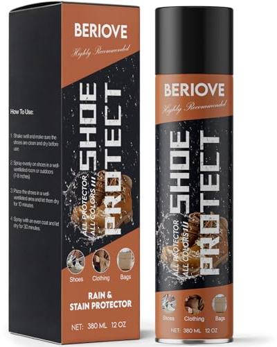 BERIOVE Shoe Protector Spray Waterproof : 13.5 OZ Waterproof Shoe Spray - Suede Protector Spray for Sneaker Boots & Canvas (white1)