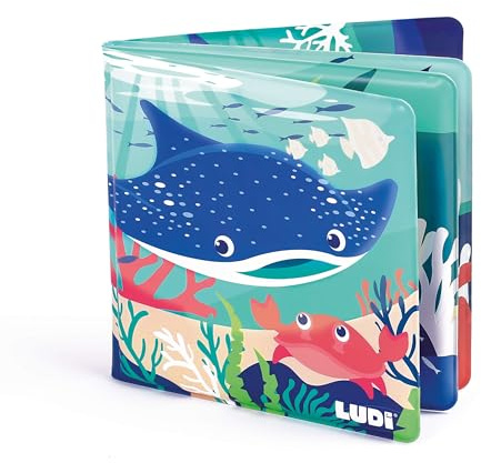 Ludi - Livre De Bain Magique - 12 Animaux Marins Et Coraux - À Décourvrir Au Contact De l'eau - Dès 10 Mois - Découverte, Motricité Fine Et Réflexion - Thème Marin