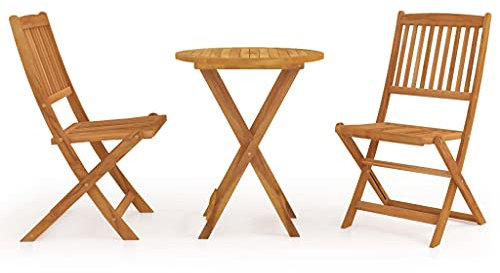 KTHLBRH 3-TLG. Garten-Essgruppe Klappbar Massivholz Akazie Terrassenmöbel-Sets Outdoor-Möbel-Sets Gartenmöbel-Sets für Gärten, Terrassen und Balkone