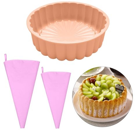 DHSBGWSX 1 stampo in silicone e 2 sacchetti decorativi, sacchetti per panna, stampo per dolci, accessori da forno