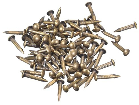 QUARKZMAN 160 Pcs Petits Clous Minuscules 1,5mmx10mm(DxL) Petits Clous en Laiton Clous de Quincaillerie Petits Clous pour Boîtes Décoratives DIY en Bois Accessoires Maison, Tonalité Bronze