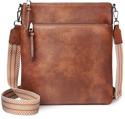 Aucuu Mittel Damen Umhängetaschen, Vegan LederSchultertasche, Große Crossbody Bag, Handtasche für Damen, Taschen Frau mit Verstellbar Abnehmbar Breiter Gurt