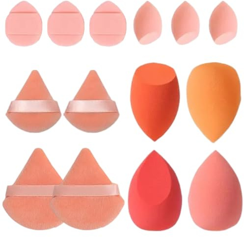 Sminksvampset | Små makeupsvampar | Mjuk makeupsvamp | Puff skönhetssvamp våt och användning | Långvarigt pulver och flytande för kvinnor och giift ger