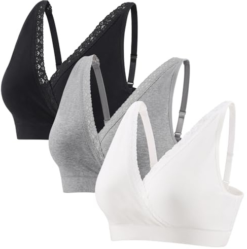 MANCI Cotton Sleep Bra with Lace Trim & Adjustable Straps – Versatile Maternity Bras for Daily Wear, Pregnancy Support & Nighttime Comfort