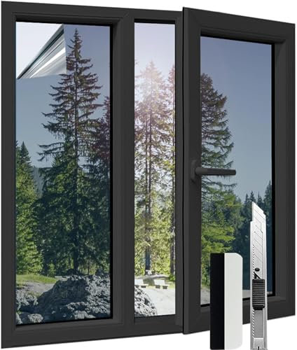 Gutsbox Pellicola protettiva a specchio per finestre, 50 x 400 cm, protezione solare per finestre interne, opaca da esterni, protezione UV per finestre