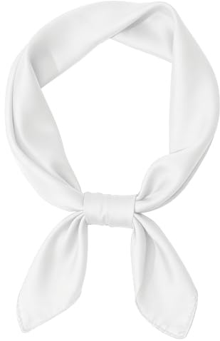 WHIPPY Damen Seidentuch Seide 70x70cm Mode Bandana Halstuch Kopftuch Schal für Damen Leicht Seidenschal, Weiß