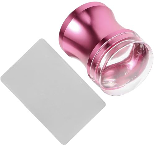 STOBAZA Timbratore per Unghie in Silicone Rosa Testa Trasparente, Set Raschietto, Strumento Pratico e Multifunzionale per Nail Art Professionale Colore Casuale