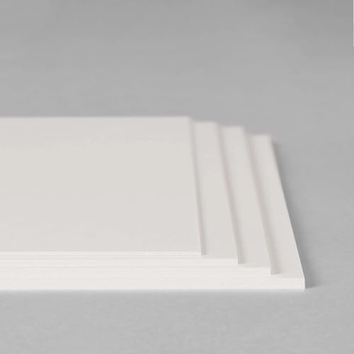 Naturweiße Pappe, 2 mm (1.050 g/m²), 500 x 700 mm, 5 Blatt, Holzpappe für Modellbau, Kaschieren & kreatives Basten