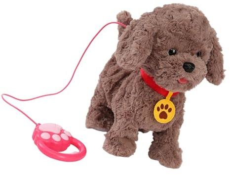 CAZSTYK Life Like Giocattolo elettrico per cani con simulazione che abbaia animale domestico elettronico interattivo per gattonare apprendimento simulazione giocattolo elettrico per cani di peluche in