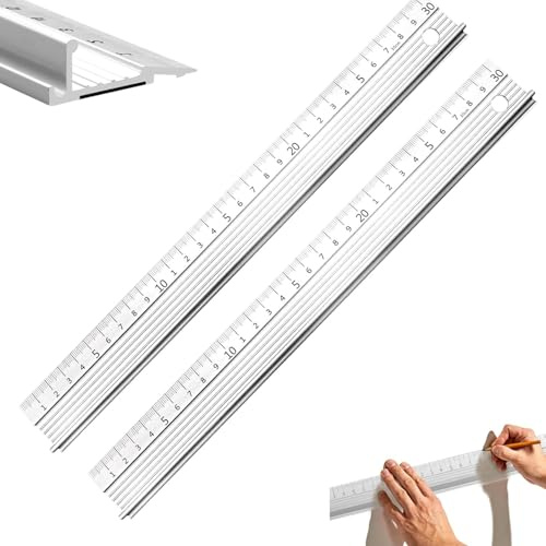 HARY 2Pcs Metal Ruler for Cutting, 30cm Aluminium Cutting Ruler for Craft