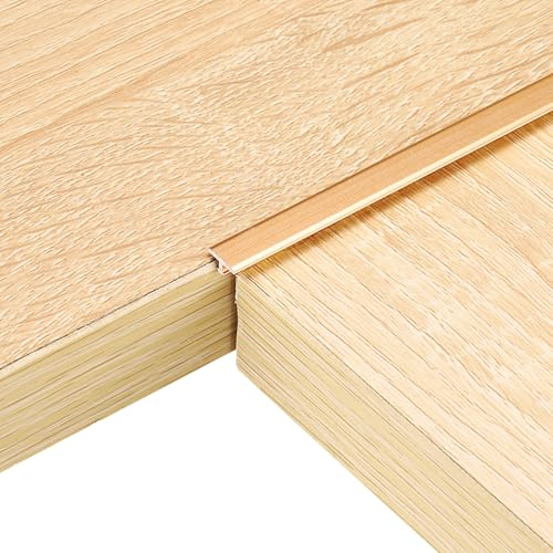 QUARKZMAN T Molduras Transición Suelo 2.9ft x 0.31 Oro 6 Pz | Borde Aleación Aluminio Juntas Vinilo Laminado Baldosas