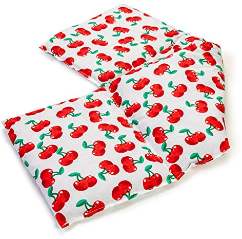 Hot Cherry Stone Pillow - Heating Pad and Cooling Bag - Cherry Pit - Microwavable (Cherry-White, 4 Pockets Style 23.6 x 7.8 in)
