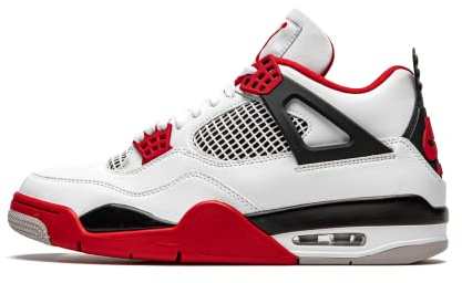 Nike Air Jordan 4 Retro-Sneaker für Herren, White/Fire Red-Black-Tech Grey, 11
