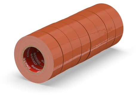 ERKO Isolierband Braun 19mm x 20m PVC Set 8 Stück Elektro Leitungen Reparatur, Hochflexibel mit starker Klebekraft, Chemiebeständig, Wasserfest, Klebeband