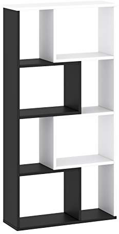 Target Home Bücherregal vielen Fächer Standregal Aktenregal Hochregal Aufbewahrung Regal horizontal/Vertical, an der Wand hängen/auf dem Boden stehend (60.2 x 120 x 20.1 cm, Weiß Schwarz)