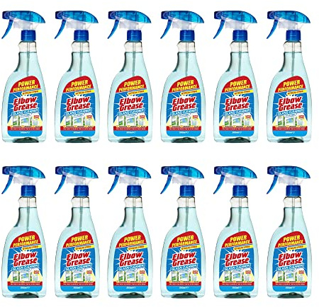 Elbow Grease Glass Cleaner with Vinegar for Windows and Mirrors, 500 ml - Window Cleaning Equipment (Pack of 12)