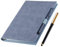 Klassisches Leder-Notizbuch, nachfüllbares Notizbuch mit linierten Seiten, persönliches Tagebuch,Geschenke, A5-Business-Notizbuch mit Taschen/Stifthalter,100 g/m² liniertes Papier,160 Seiten (blau)
