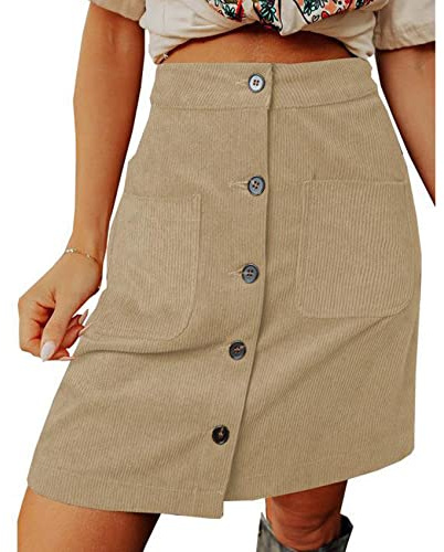 LAZIRO Las Mujeres De OtoñO E Invierno De Pana Falda De Medio Cuerpo De Cintura Alta Cien Falda Hebilla De DiseñO Falda Corta
