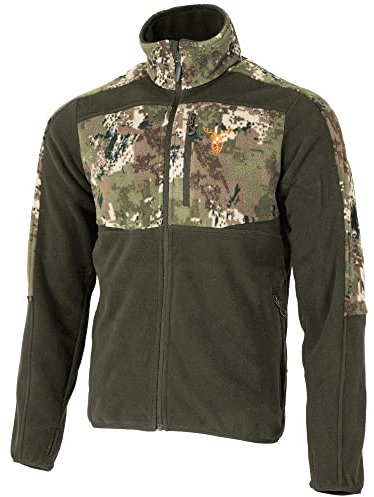 Pirscher Gear Terrain Fleecejacke Herren, Jagdjacke & Pirschjacke, grün mit Camouflage Größe M