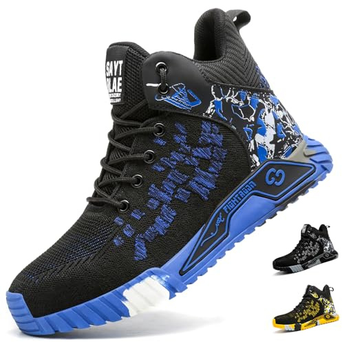 Scarponi Antinfortunistiche Uomo Donna Leggere Scarpe da Lavoro con Punta in Acciaio Antiscivolo Scarpe di Sicurezza Sportive 1011/Blu 44