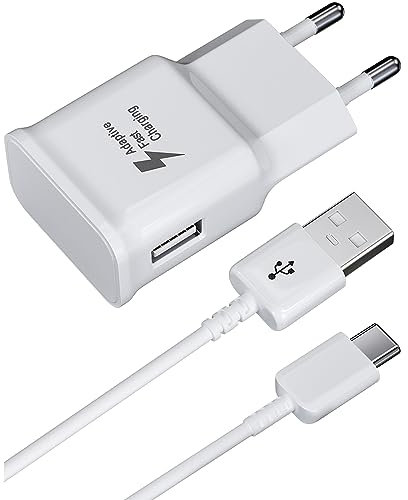 Ladegerät mit Ladekabel für mit Samsung Galaxy A13 5G, S10,S9,S8 Plus,A51,A52,A53 5G,A33,A40, A14, A20e, S21,S20,Z Flip3,Z Fold3, Note 8 und andere Smartphones, Ersatz-Original Schnellladegerät