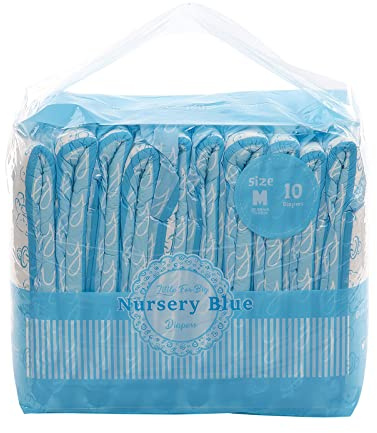 LittleForBig 4500-5000 ml Erwachsenen Gedruckten Windeln 10 Stück - Kindergarten Blau (M)