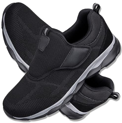 AEHO Zapatillas ortopédicas para Hombre Extra Anchos Zapatos Vendaje Ortopédico Verano Diabéticos Zapatillas para pie diabético Zapatos valgus de Pulgar Ajustable Mujer,Negro,43/265mm