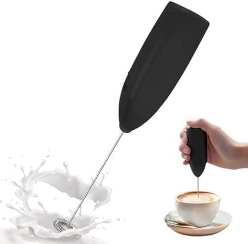 NIUAWASA Milchaufschäumer Handbesen, Kaffeeschaumbereiter mit Edelstahl-Handgetränkemixer für Latte & Cappuccino & Heiße Schokolade & Ei & Milchshake, Batteriebetrieben, Ohne Batterie (Schwarz)