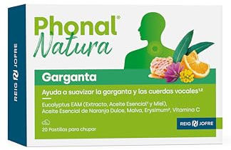 Cuidado de la nariz, garganta y vías respiratorias. Phonal® Natura Garganta Pastillas. 20 Pastillas. Reig Jofre.